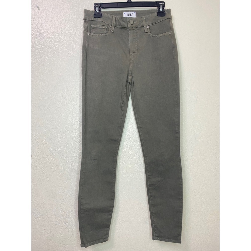 Paige Verdugo Ankle Skinny Jeans Olive Green Mid Rise Size 28 Stretch Pants